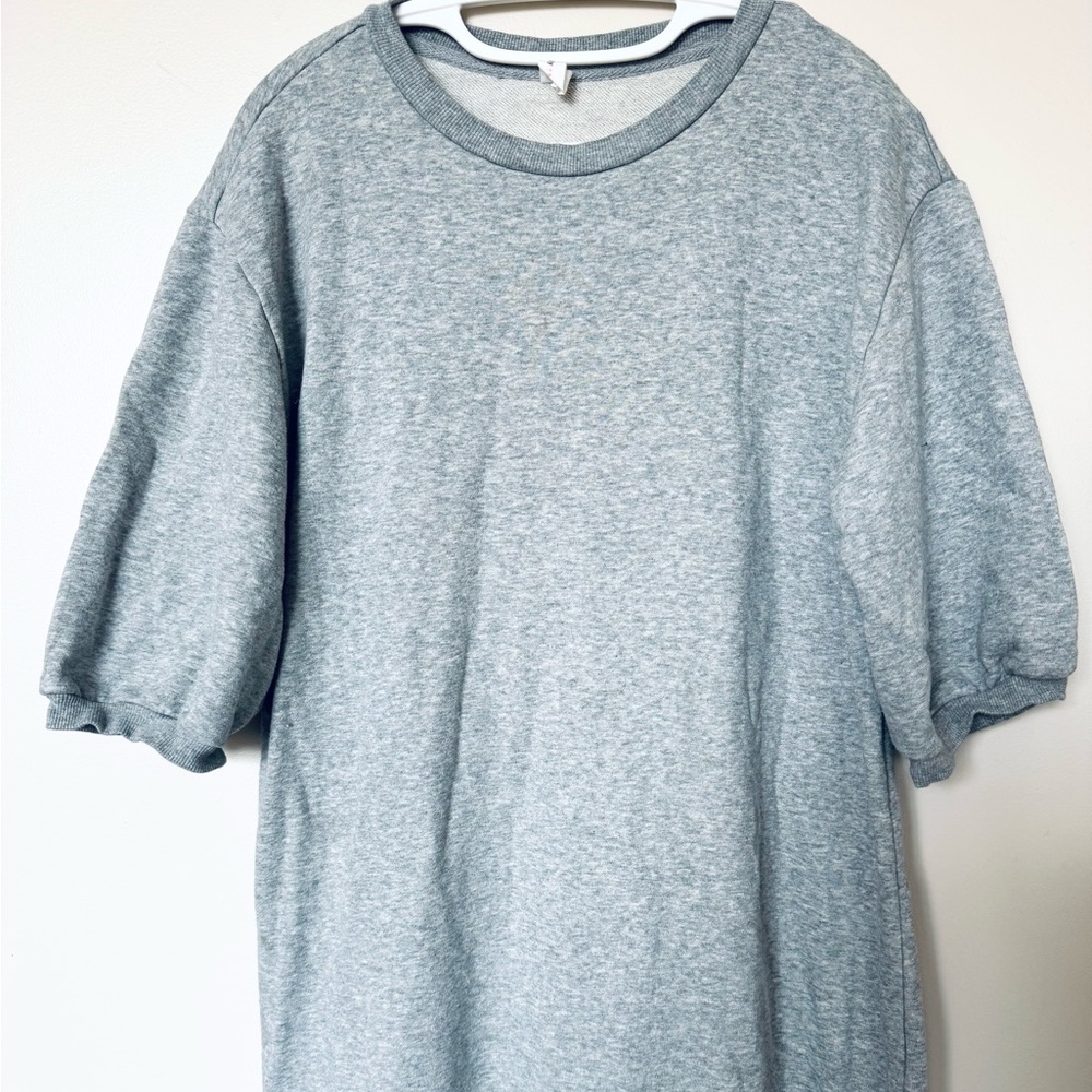 Anthro Daily Practice Heather Grey Lounge Athleisure Sweatshirt Tier Maxi Dress - Picture 2 of 11
